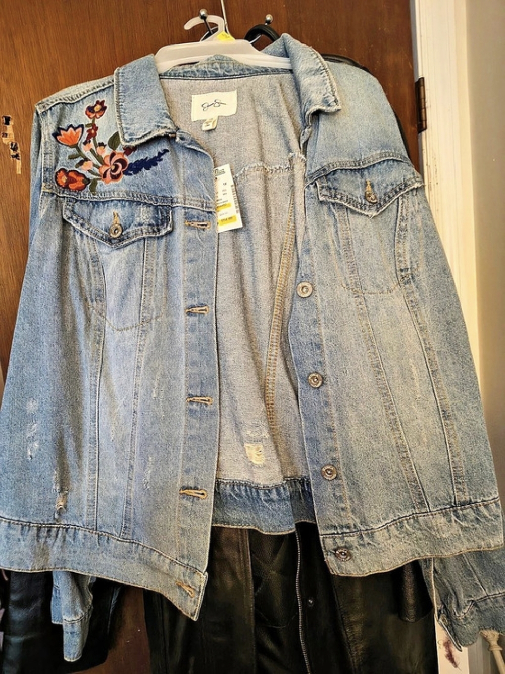 Jessica Simpson Embroidered Denim Jacket Blue 1X